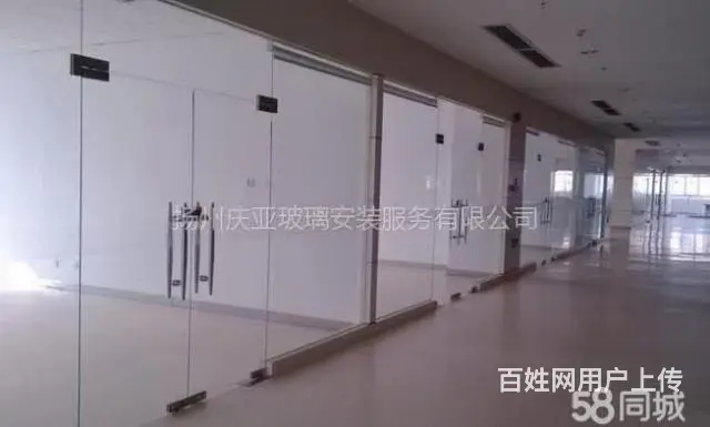 测量定做安装办公楼玻璃隔断、玻璃门、感应门【庆亚】 - 图片 3