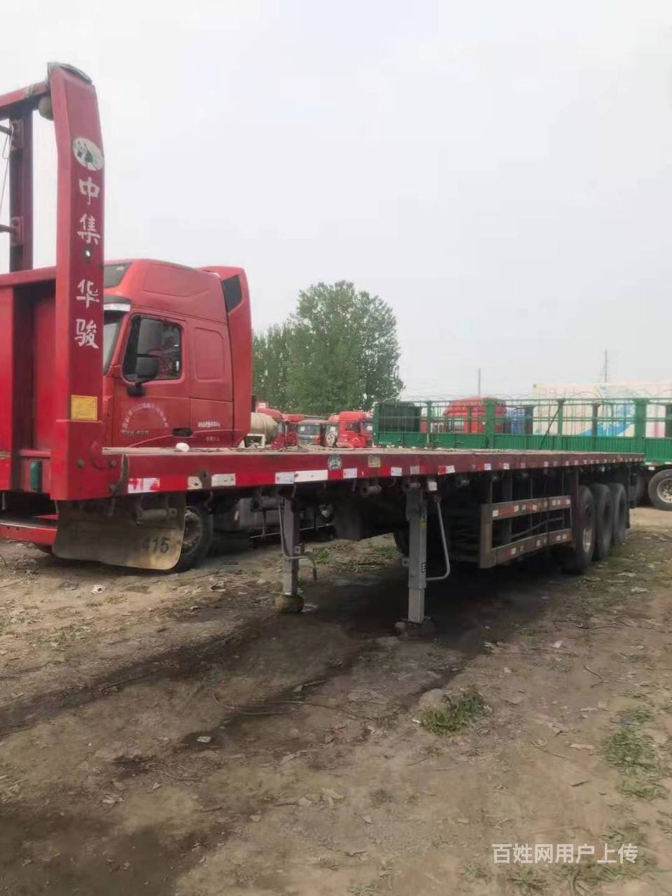 出售一台13米二手平板半挂车 bpw车桥 高强版