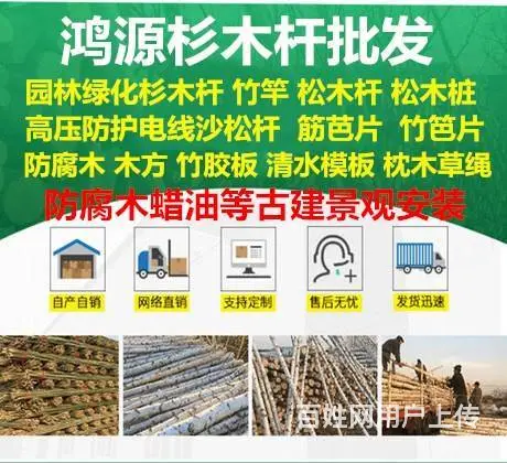威海园林绿化杉木杆，竹杆批发现货供应_12小时送达 - 图片 1