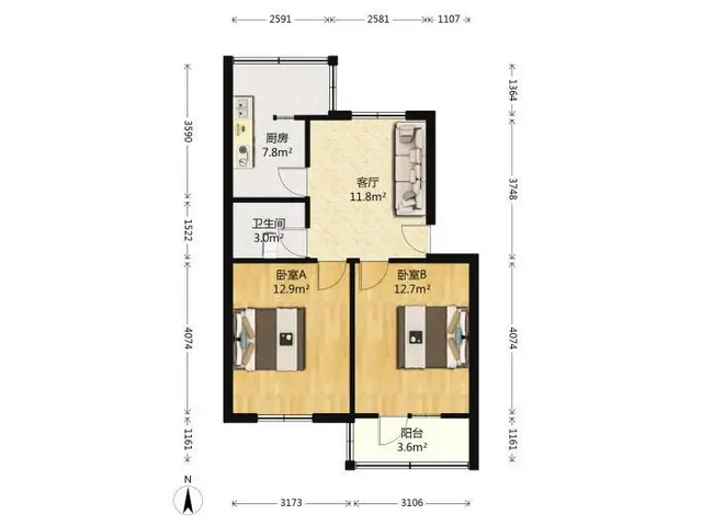 实图月付 三香路附二院 彩香二村 自住两室朝南 石路三香广场 - 图片 9