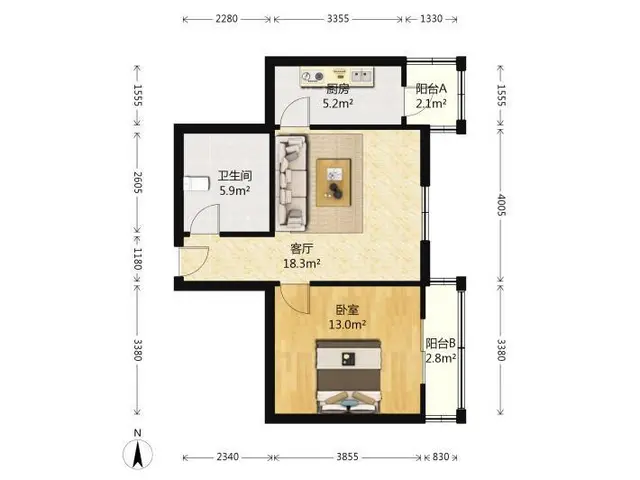 鹭江道 正规一房一厅 开禾小学旁 客厅带阳台 采光好 - 图片 6