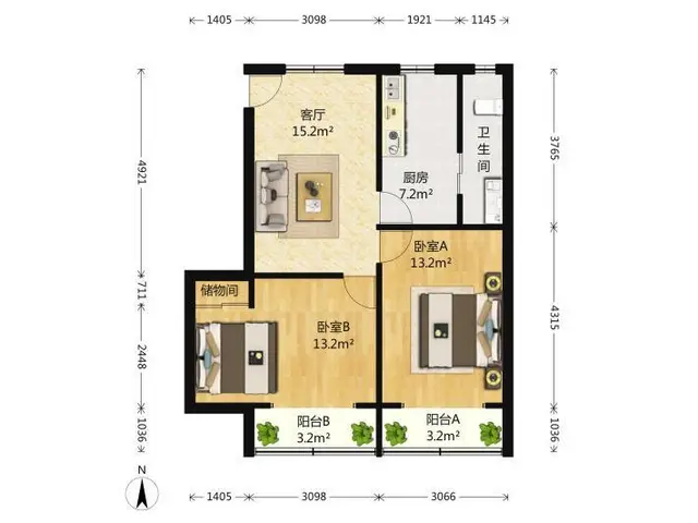 银都财富中心精装修2室2厅设施全 - 图片 6