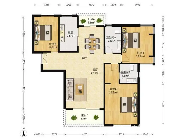 出租江头高性价比高品质住宅132.00平3室都市华庭 - 图片 12