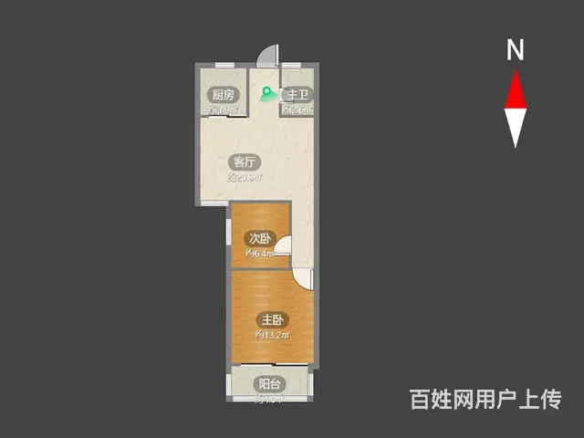 嘉顺花园 精装修 2室1厅 南 - 图片 9