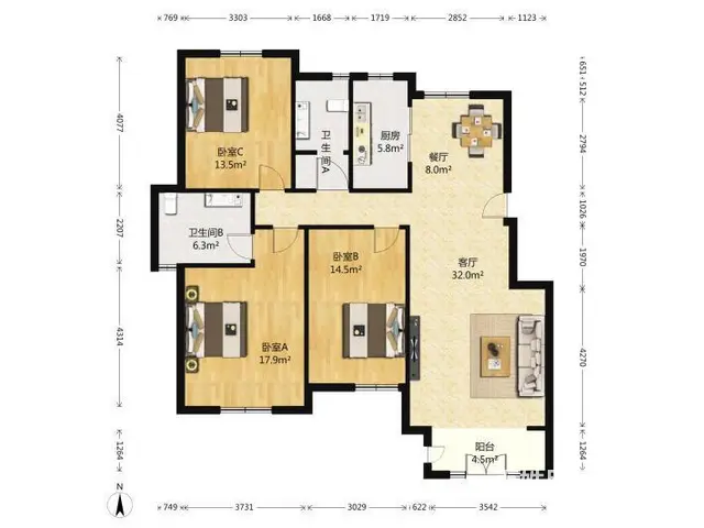 万达广场对面御龙湾140平3房2卫豪华装修拎包入住随时看房 - 图片 11