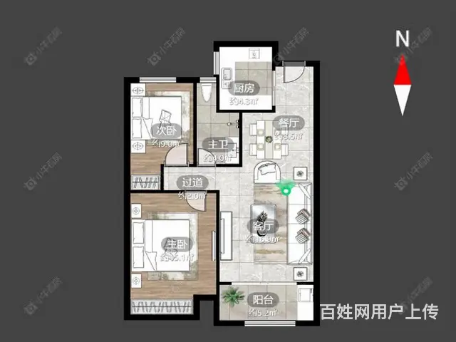 新北万达旁！精装两房！不是合租！拎包入住！包物业，有钥匙。 - 图片 6