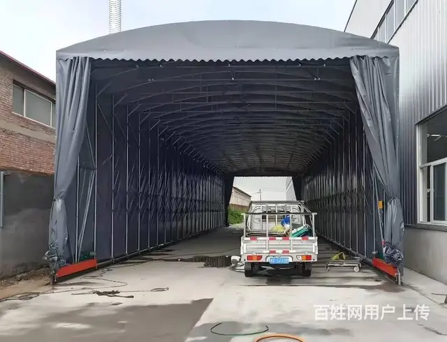 移动式推拉雨棚活动伞伸缩厂房雨篷户外排挡汽车遮阳大 - 图片 2