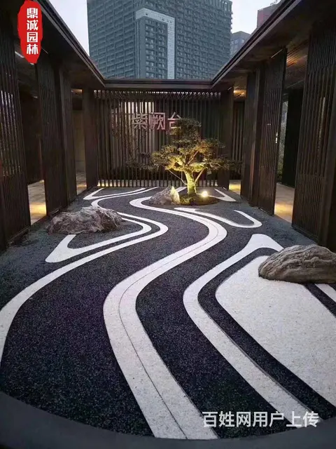 黑色砾石别墅庭院景观花盆铺面装饰造景小石头 - 图片 1