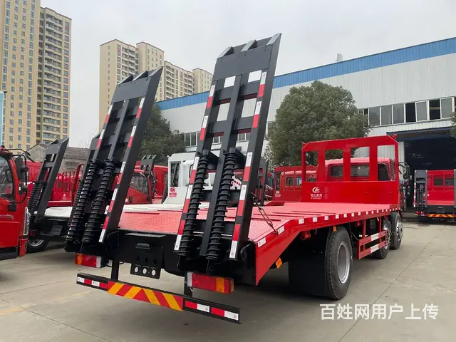国六东风华神三轴平板车　拉200挖掘机工程设备拖车 - 图片 11