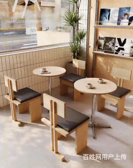 海洋板家具定制桦木纹理桌面餐饮店桌椅来图定制 - 图片 1