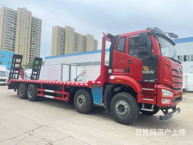 新款解放J6P平板车457后桥拖35吨大挖机运输车 - 图片 3