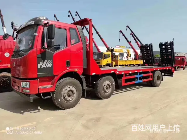 三门峡国六解放三桥拖车150挖机神白平板车价格多少 - 图片 5