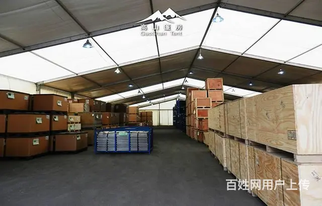 户外临时仓库篷房，物流中转仓储大棚，结构安全抗风 - 图片 1