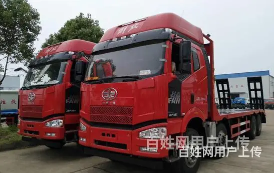 锡柴350马力解放前四后八平板车 拉360挖掘机平板拖车可按 - 图片 4