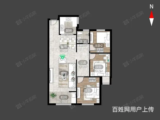 诚心出售天宁吾悦旁高层精装三房全天采光 - 图片 9