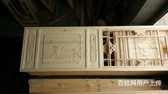 四川成都实木门窗花格木雕花门 - 图片 5