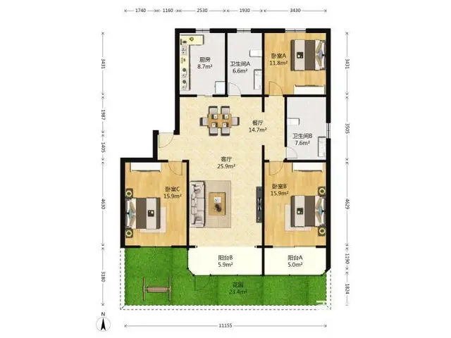 博文阳光城，三室，精装修，家具家电齐全，拎包入住随时可以看 - 图片 9