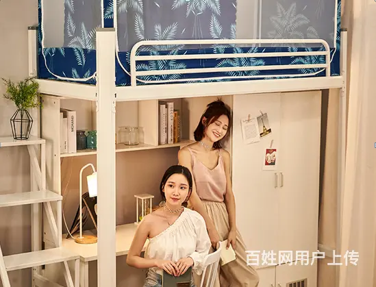 上下铺带柜子遮光帘隐私公寓封板床 - 图片 4
