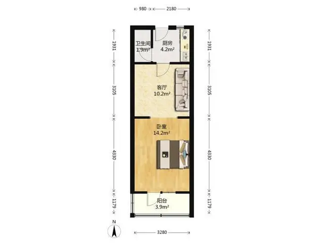 拱北关口龙城大厦电梯精装一房一厅出租，租价1600。近关口 - 图片 9