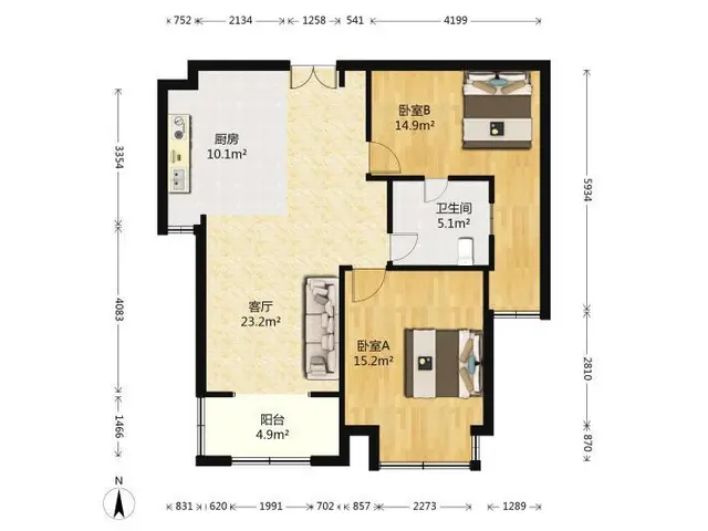 新湖小区 2室 精装修 家具齐全 随时看房 拎包入住 电梯房 - 图片 10