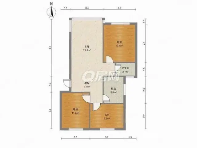 实验小对面 翠花苑 实用3房 一梯两户 - 图片 2
