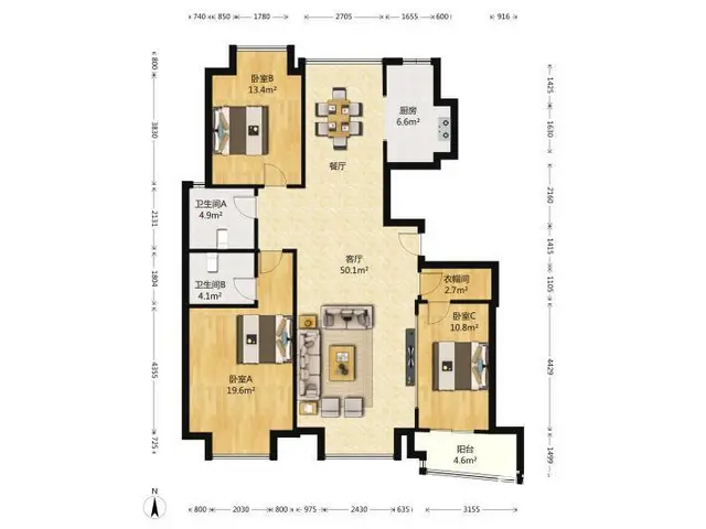 春风三村库上二楼，两室两厅简装家具齐全，拎包入住1400/月 - 图片 11