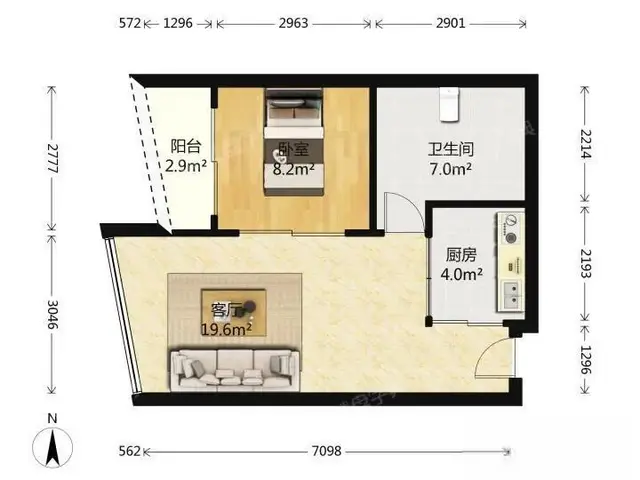 近拱北和港珠澳大桥入口 信红树湾北区 1室1厅 西南向 - 图片 4