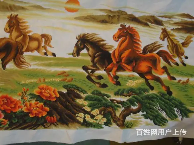 八骏图十字绣 - 图片 1