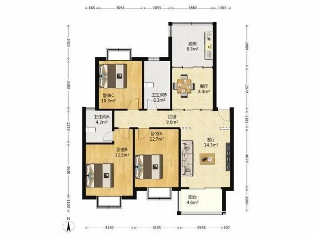 出租颐和世家十楼2室2厅一卫，设施齐全1800元一月 - 图片 11