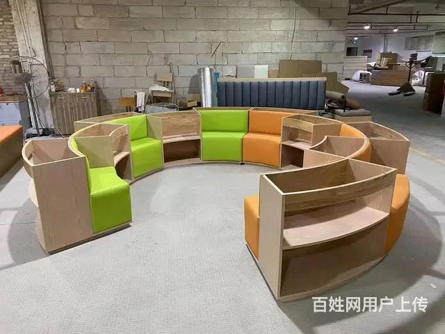 书吧家具定制S型卡座图书馆阅读区家具书吧桌椅组合 - 图片 3