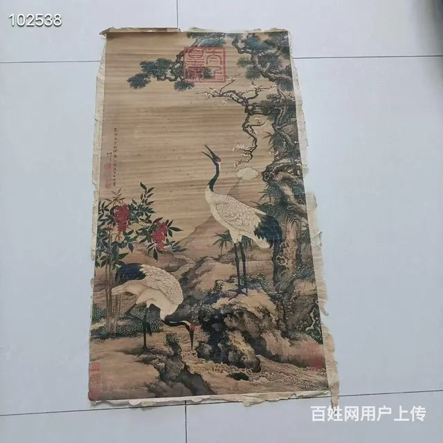 清乾隆年间手绘松鹤延年图一副，完整，画工流畅精美， - 图片 2