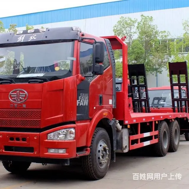 解放后双桥平板车 平板挖掘机运输车 现车价格可分期 - 图片 1