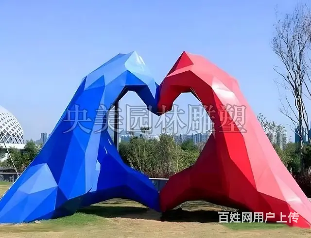 天鹅爱心雕塑,心形不锈钢雕塑 - 图片 4