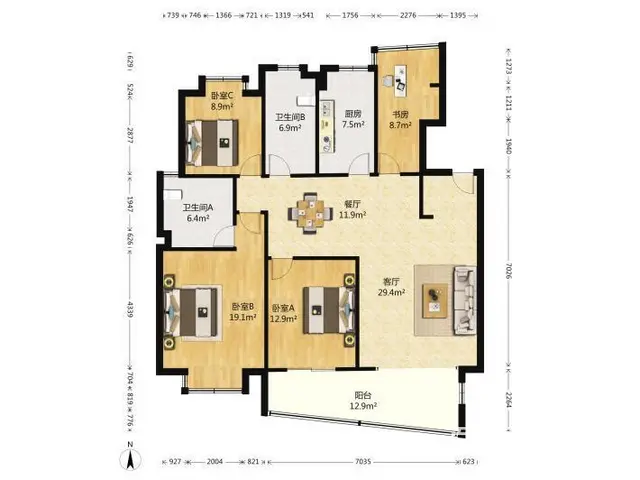 CBD华祥双商，精装大四房，家具家电齐全，拎包入住 - 图片 10