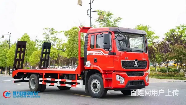 国六陕汽德龙平板车价格　拉挖掘机钻机拖板车　包送车 - 图片 2