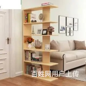书架置物架多层隔断纯实木松木落地 - 图片