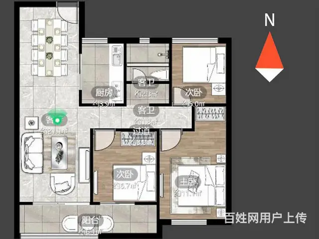 招商花园城红星国际旁新城锦域 精装大三房 只卖毛坯价 - 图片 1