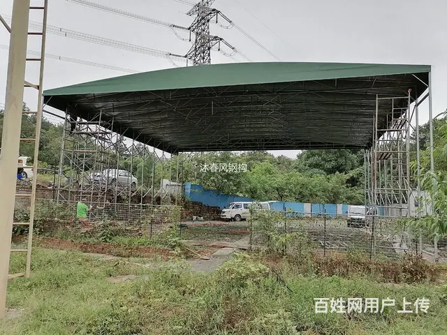 自贡羽毛球场电动雨棚 伸缩式工地帐篷 大型推拉篷 - 图片 1