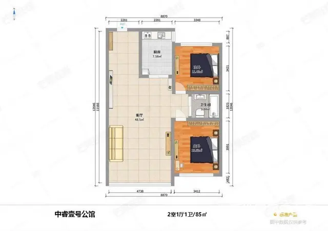 龙之梦地铁口，小商品大世界对过，精装修，两室两厅一卫，南北通 - 图片 12