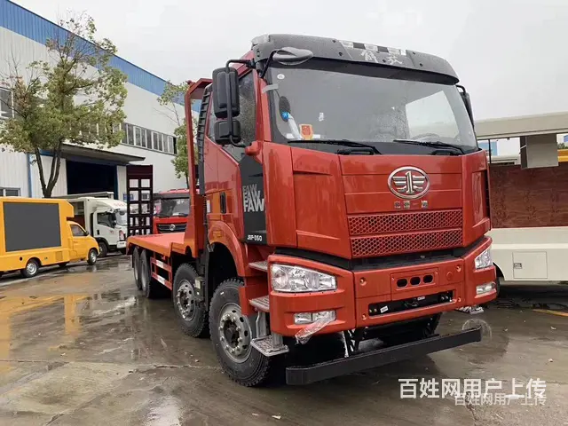 锡柴350马力解放前四后八平板车 拉360挖掘机平板拖车可按 - 图片 12