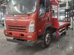 国六大运蓝牌挖机平板车 拖板车 来电有优惠