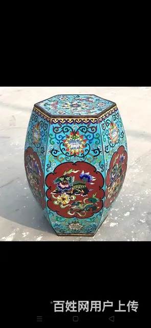 景泰蓝六角桌一套，紫铜材质，纯手工打造，器型漂亮， - 图片 5