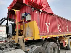 低价转让8.5米二手后翻自卸半挂车 带原车手续