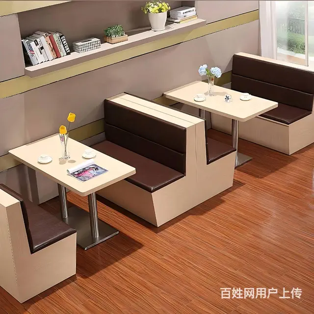 现代简约餐厅家具软包卡座分段靠背板式桌椅设计感桌椅 - 图片 2
