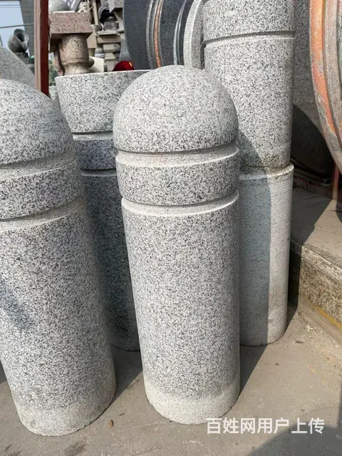 花岗岩挡车路障石柱阻车拦车广场止车石柱子圆石墩石鼓 - 图片 2