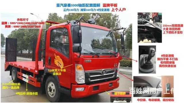 可分期 蓝牌重汽豪曼拖板车 拖60 75挖掘机平板 - 图片 1