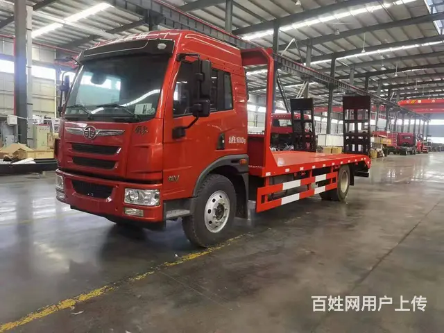 国六解放单桥 拉150钩机工程机械平板运输车  厂 - 图片 7
