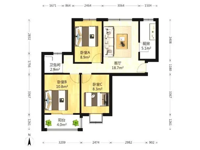 南洪街 3室1厅出租朝阳一间650 - 图片 6