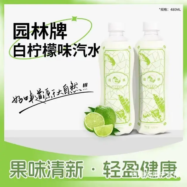 园林牌汽水解暑苏州网红白柠檬味汽水经典饮料 - 图片 2