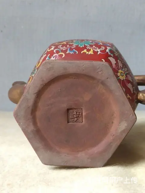 外挂釉彩绘紫砂执壶一把，全品无磕碰，可用可藏可赏。 - 图片 5